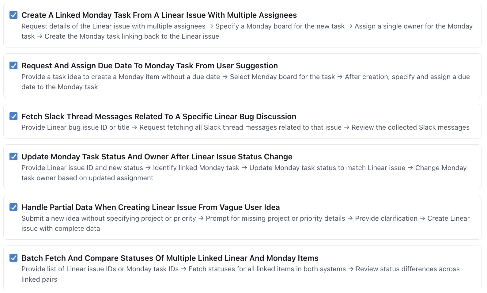 Proposed test categories to generate a suite from